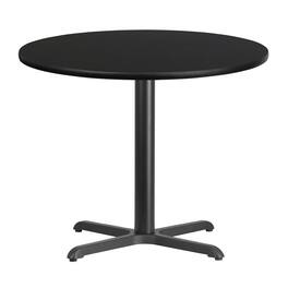 Emma + Oliver - 36" Round Laminate Table Top with 30"x30" Table Height Base - Black
