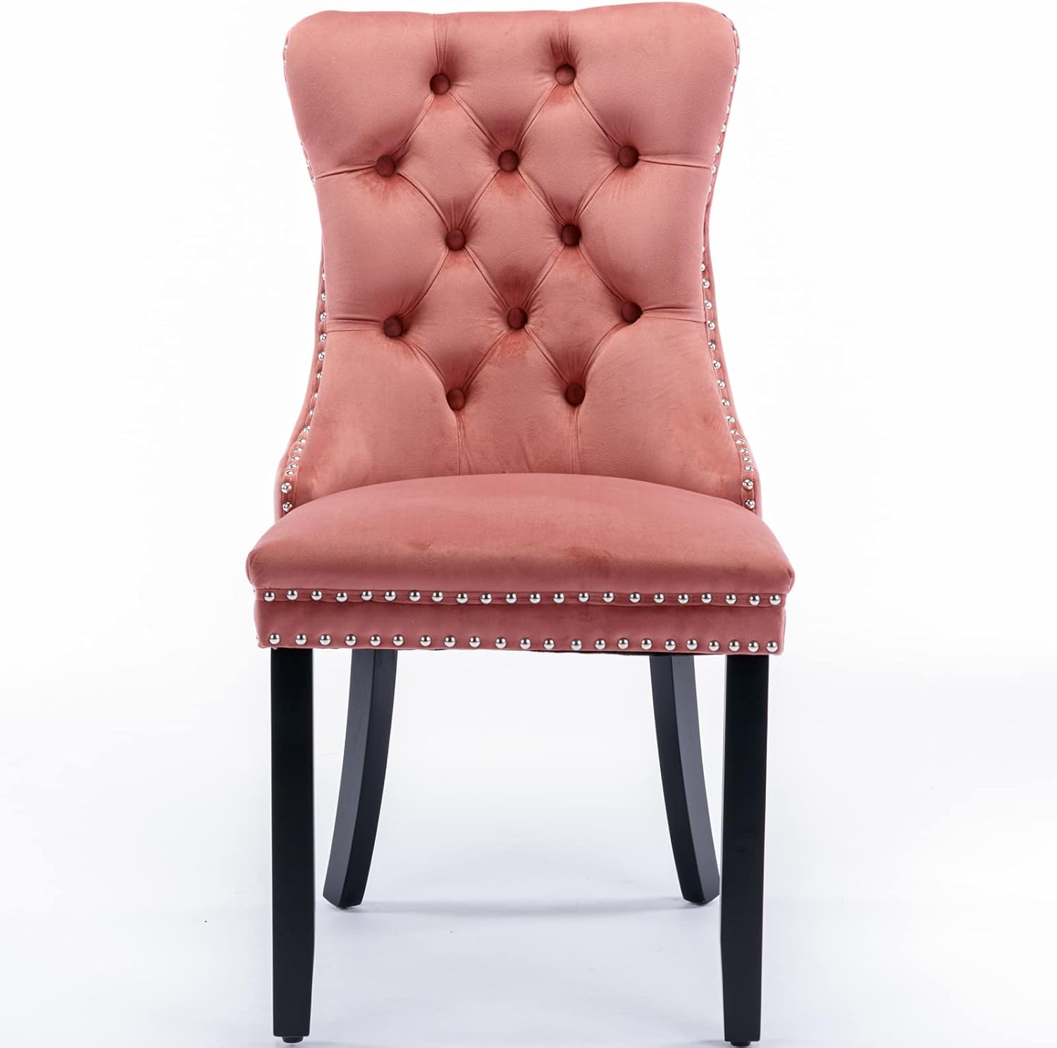 Alt View 4. Trinkets Crazed - Velvet Dining Chairs Set of 2, Upholstered High-end Tufted Dining Room Chair with Wood Legs Nailhead Trim for Kitchen - pink.