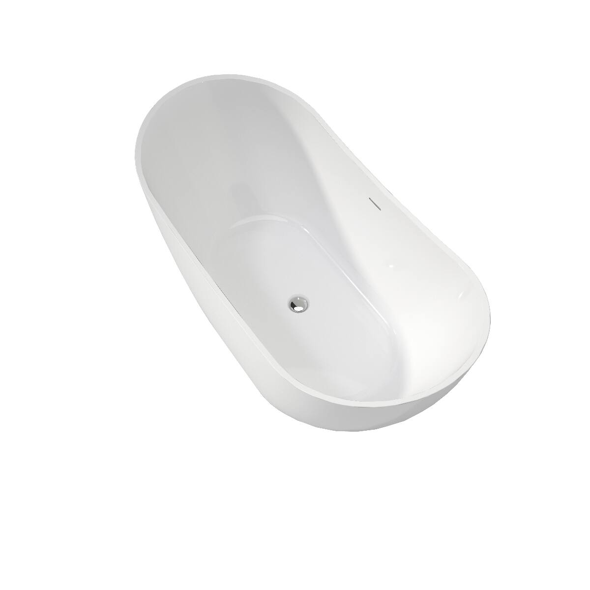 Alt View 1. Loheer - Loheer Acrylic Freestanding Soaking Bathtub in Gloss White, 60 x 29 Inch Stand Alone Tub - Gloss White.