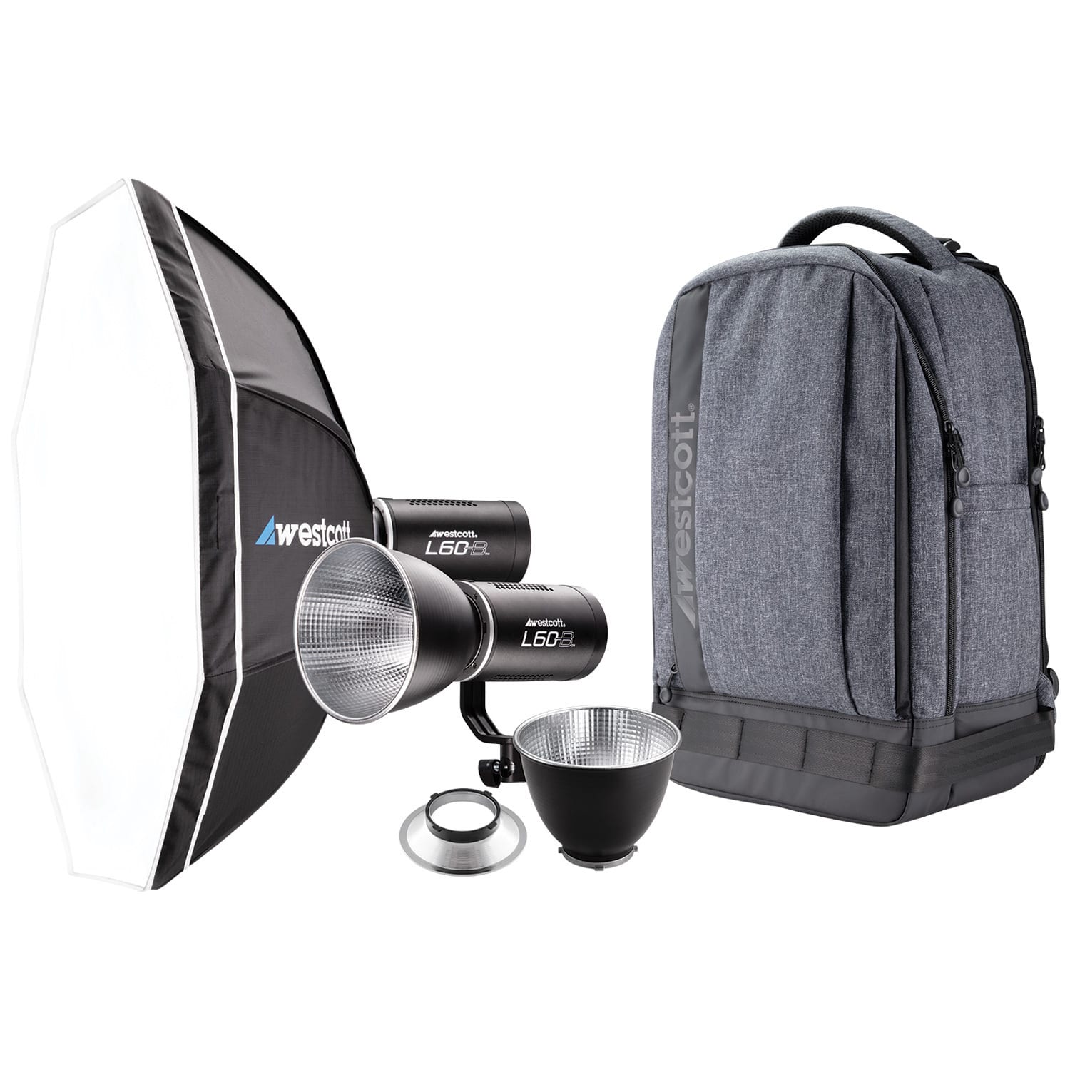 Westcott - L60-B Bi-Color COB LED Video Light 2-Pack and Backpack Kit