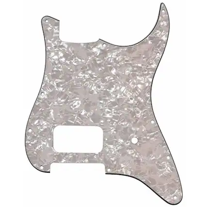 Front. Fender - Fender 4-Ply 11-Hole Pickguard for Stratocaster Electric Guitar with Single Humbucking Pickup, White.