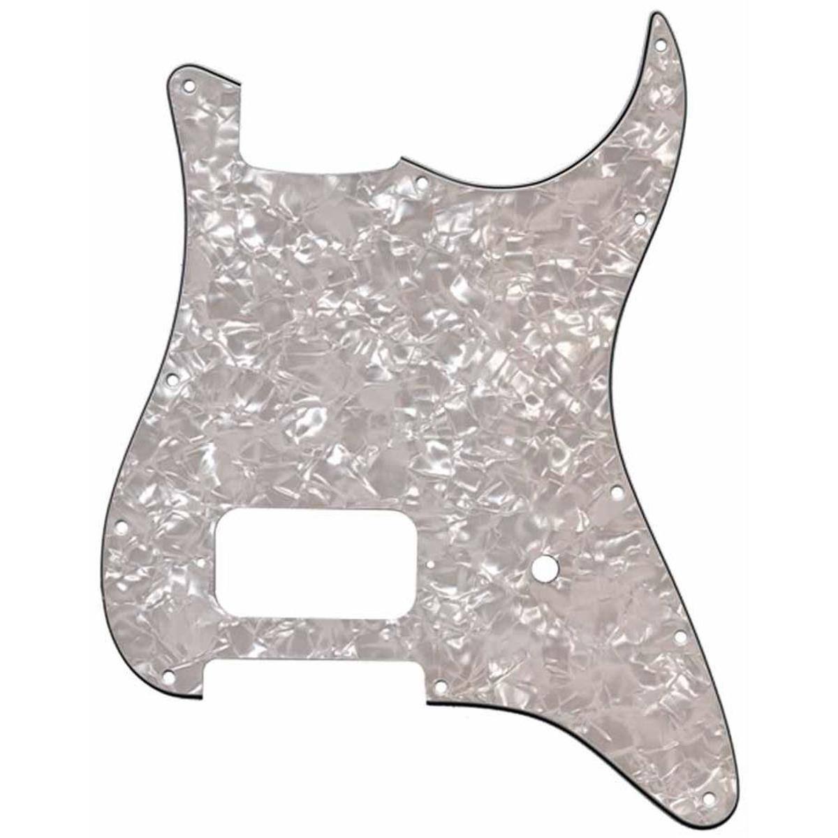 Front. Fender - Fender 4-Ply 11-Hole Pickguard for Stratocaster Electric Guitar with Single Humbucking Pickup, White.