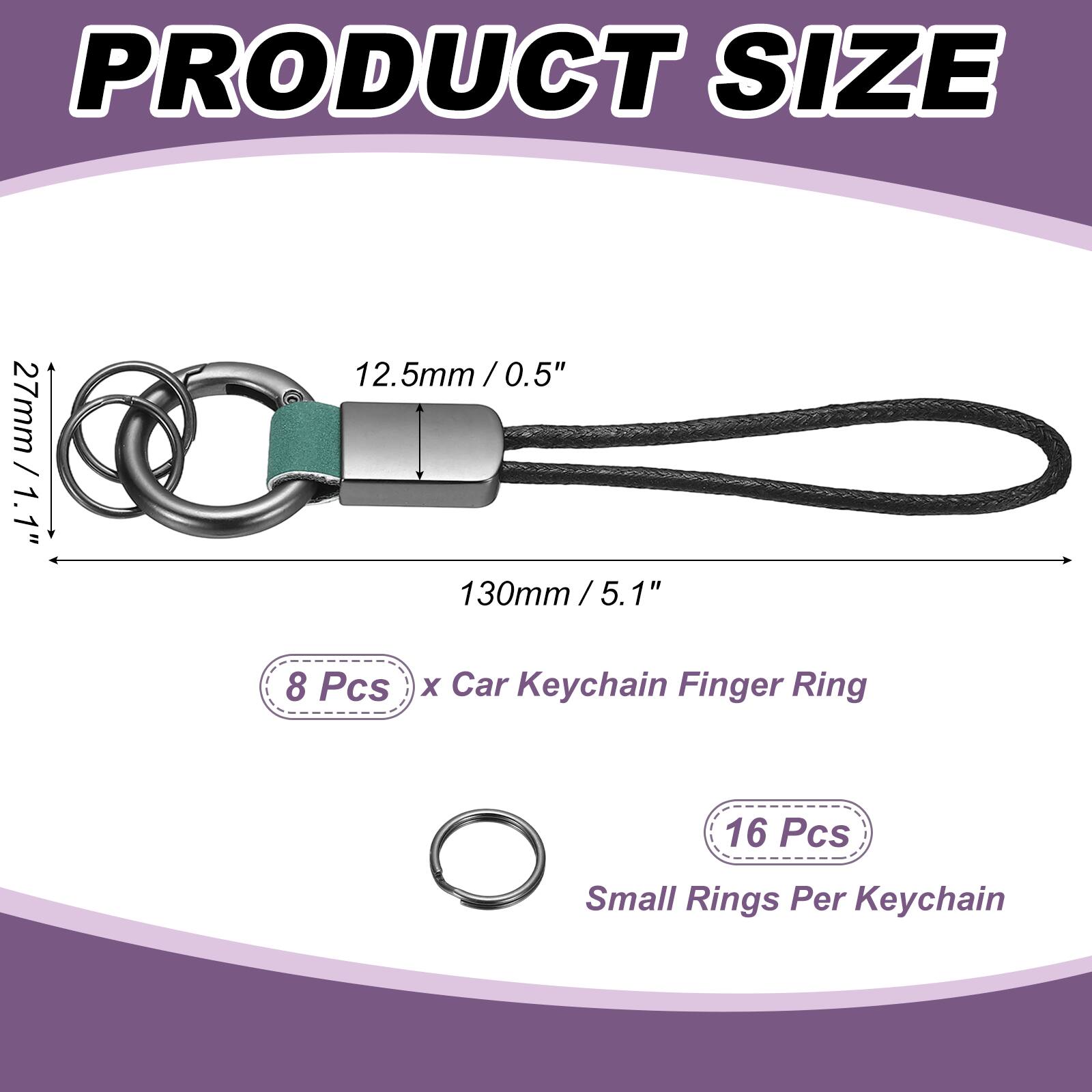 Unique Bargains 8pcs Car Keychain Finger Ring, Leather Keyring Short ...