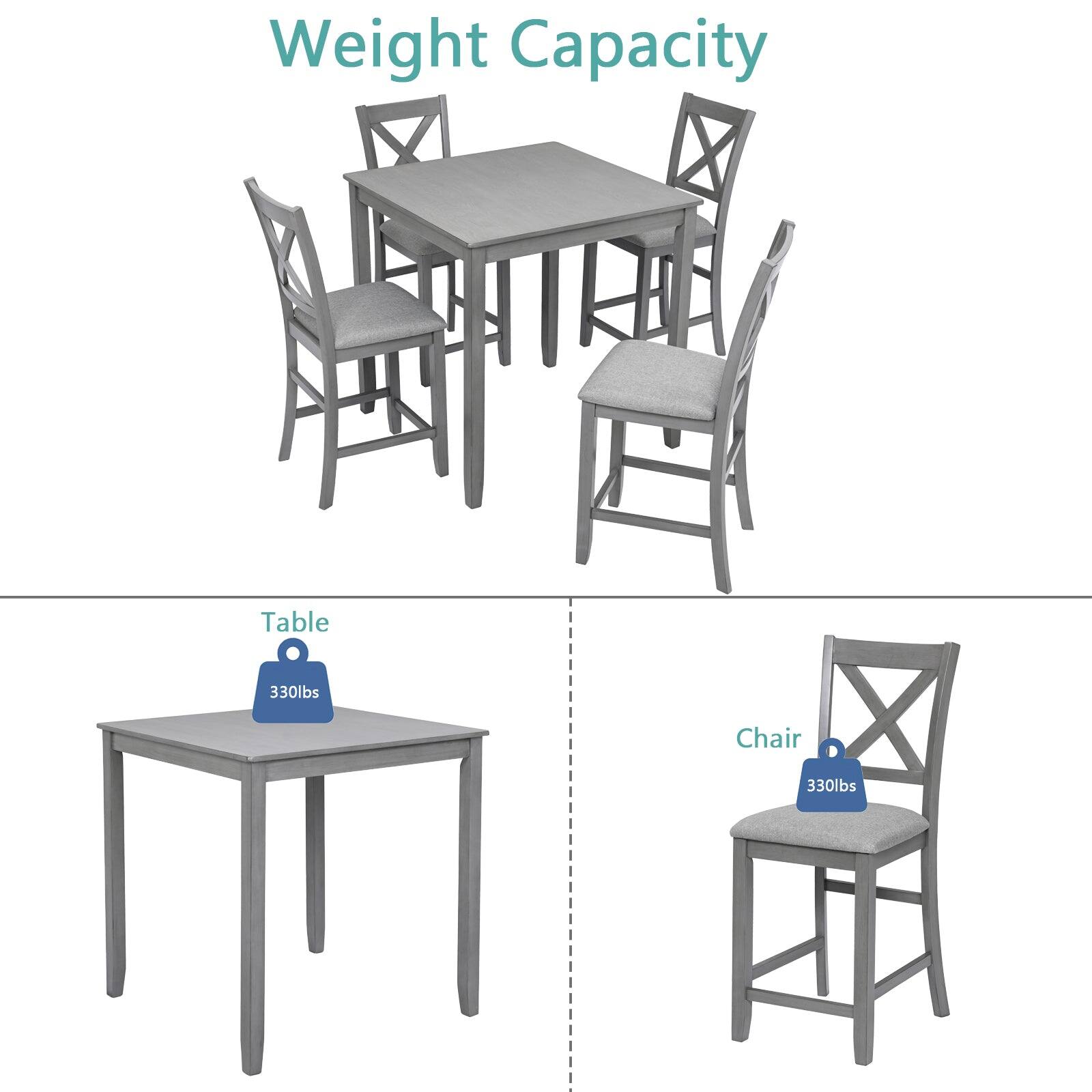 Weight Capacity  
Table: 330lbs  
Chair: 330lbs