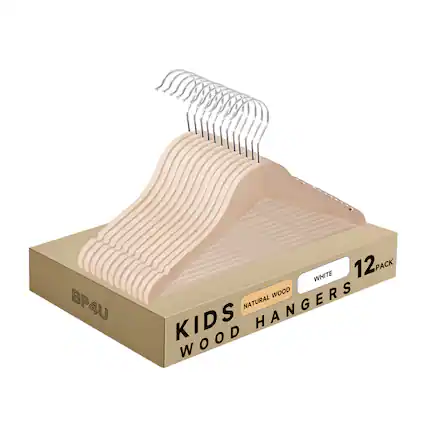 BP4U
KIDS WHITE NATURAL WOOD HANGERS
12 PACK