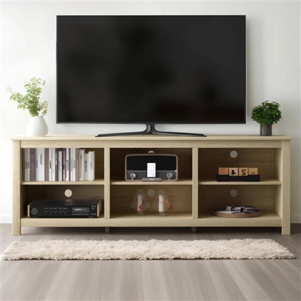 Angle. Hivvago - Farmhouse TV Stand in Light Oak Wood Finish - for TVs up to 70-inch - Light Oak.