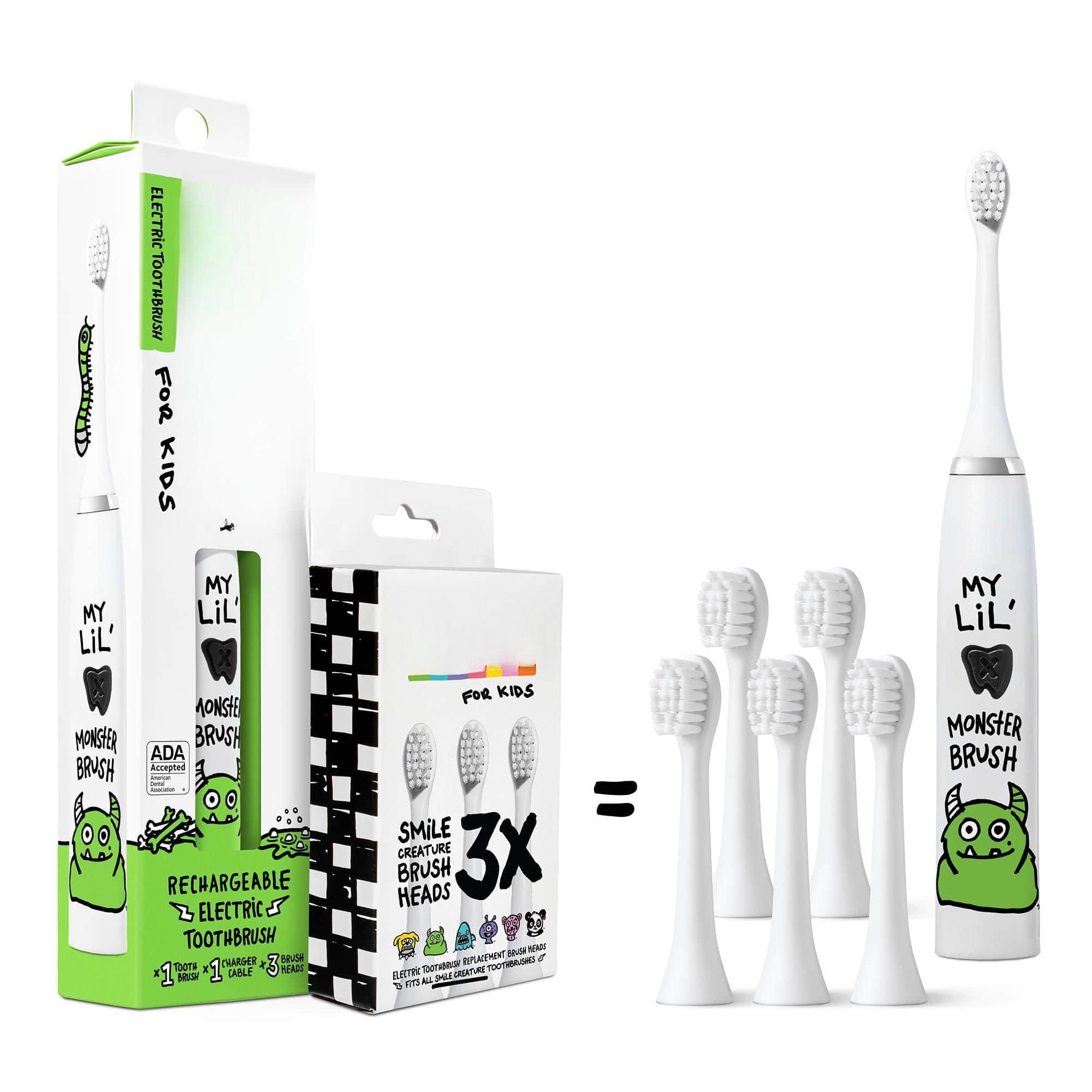 Cozy Serene - Electric Toothbrush - Rechargeable Vibrating With Timer Includes 6 Replacement Heads Gifts For And - Monster
