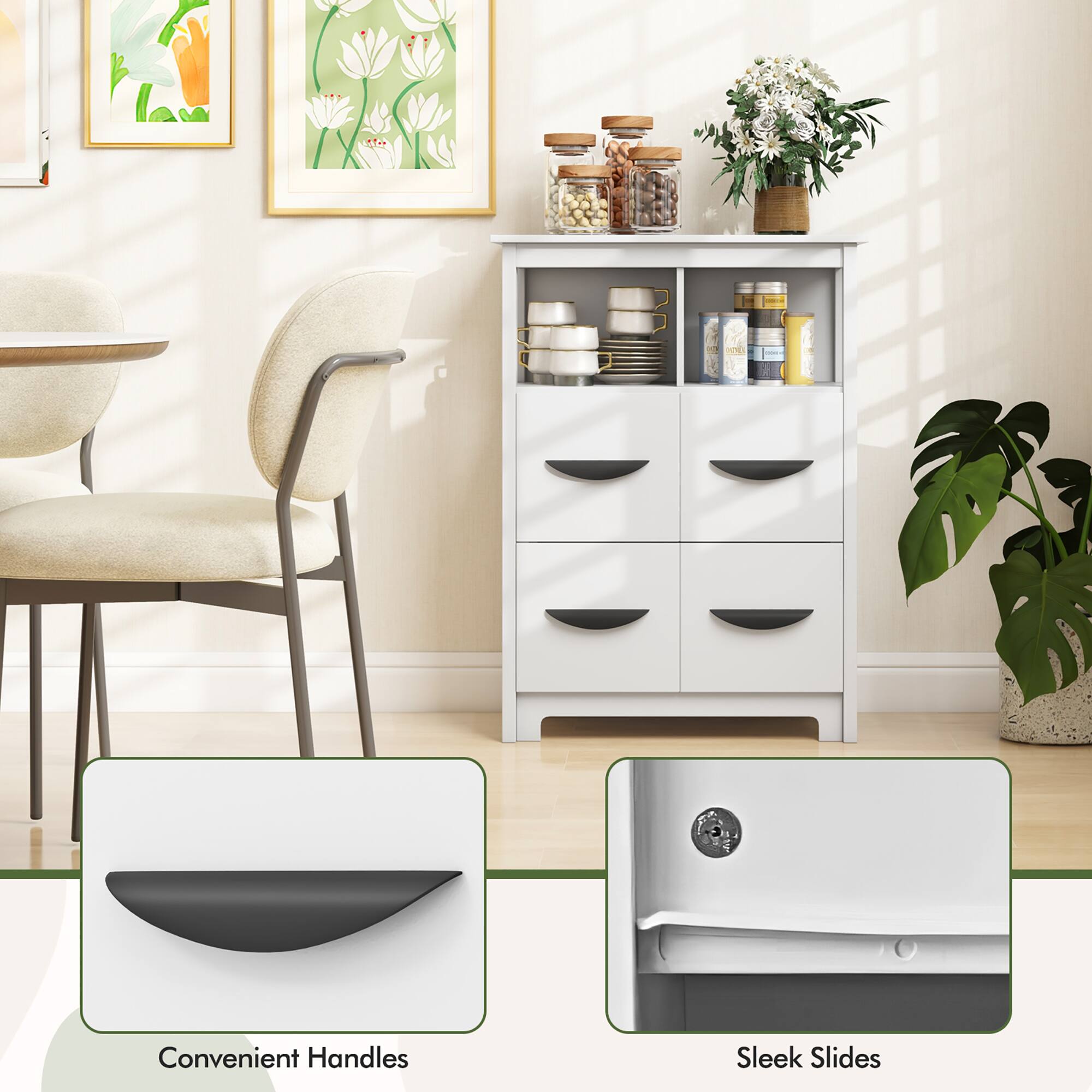 Convenient Handles  
Sleek Slides