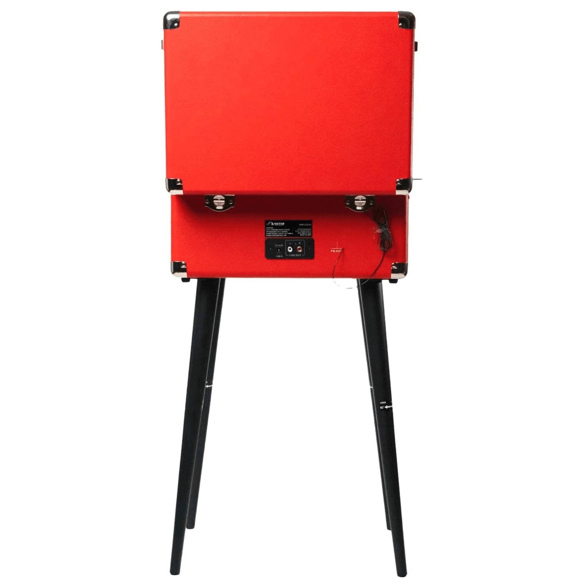 Back. Victor Audio - Andover 5-in-1 Music Center with Chair-Height Legs and Bluetooth Function - Red.