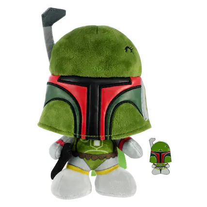 Front. Star Wars - Star Wars Boba Fett Stylized 7 Inch Plush With Enamel Pin - Green.