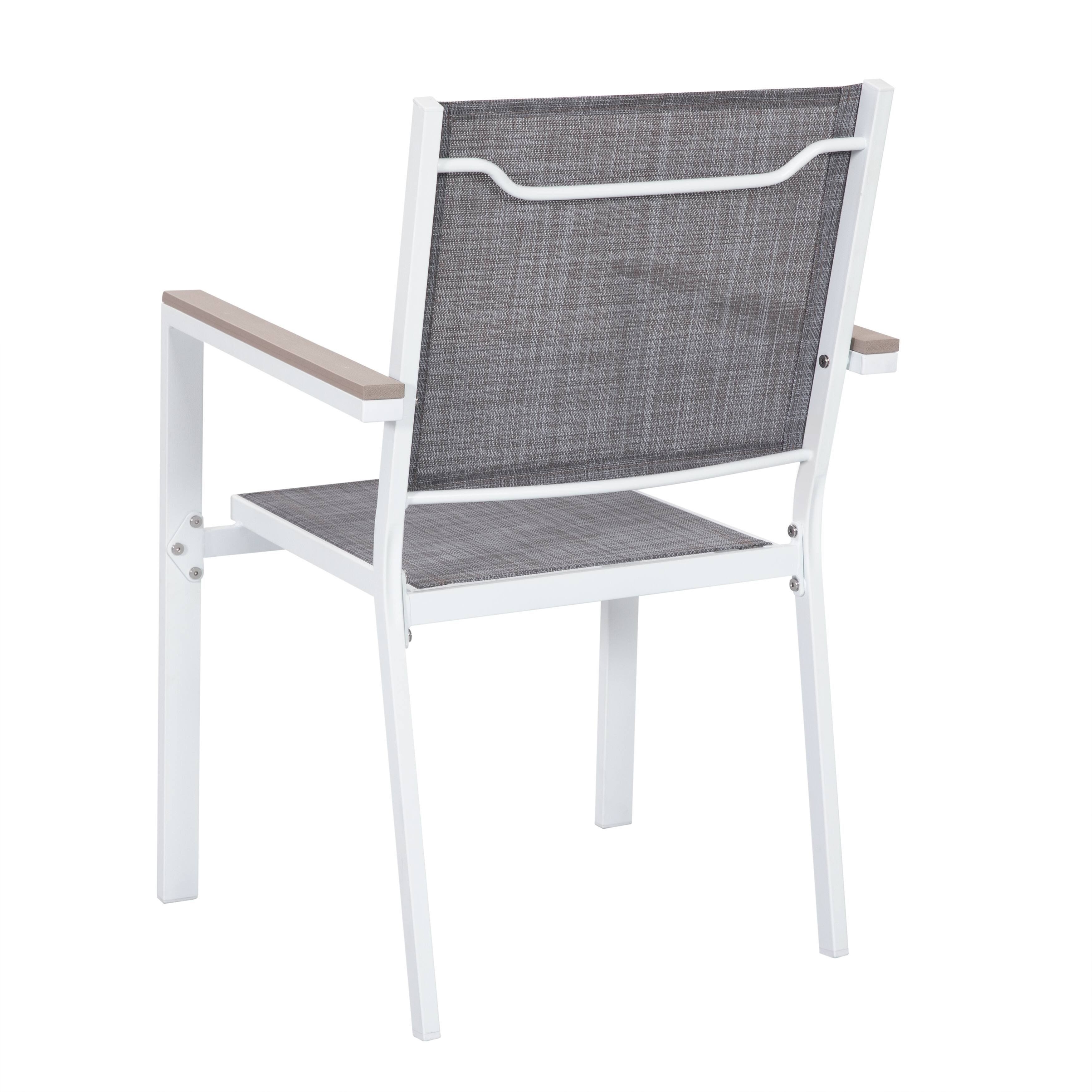 Alt View 6. Nuu Garden - Patio 2-Piece Dining Chairs, Outdoor Textilene Stackable Chairs - gray and white.