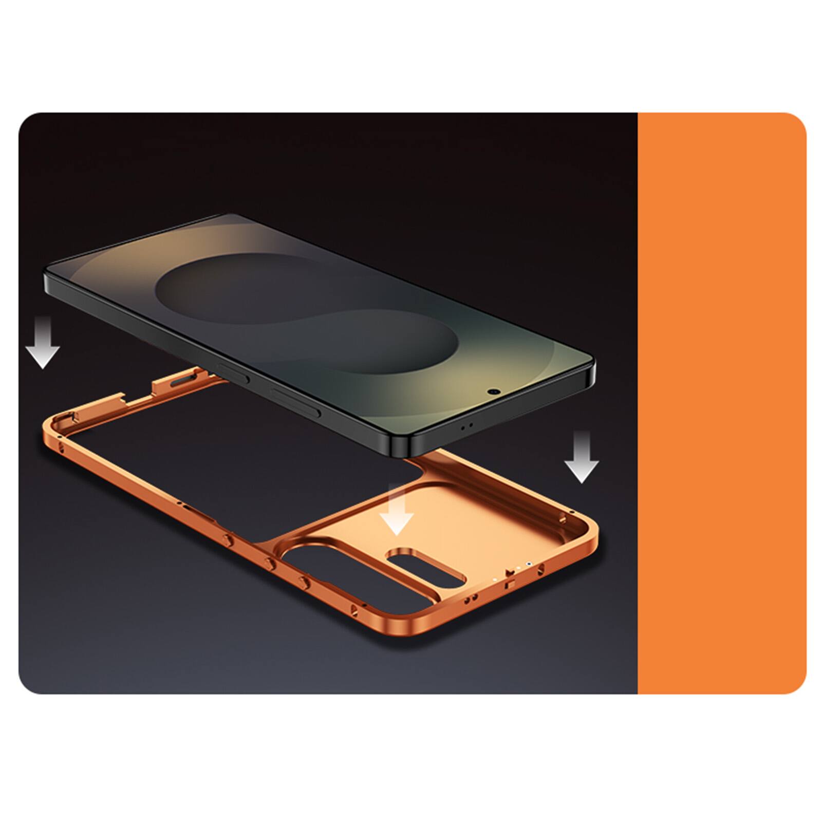 Alt View 4. Dteck - For Samsung Galaxy S26 Ultra Safety Lock Rugged Aluminum Alloy Metal Bumper Case Heat Dissipation Backless Design Cover - Silver.