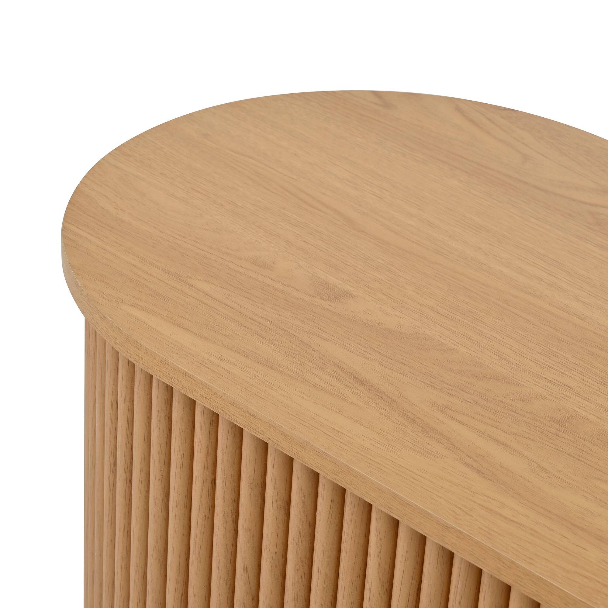 Alt View 6. Spaco - Spaco Farmhouse Fluted TV Stand for 75" TV, Wooden Media Console with Sliding Tambour Door and Storage for Living Room - Natural.