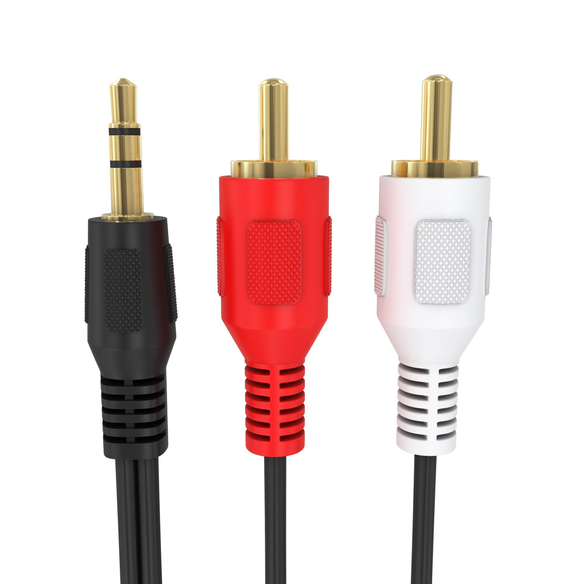 Left. Cmple.com - 3.5mm to 2 RCA Cable 12ft Black Male to Male Stereo Audio Cord Gold-Plated - Black.