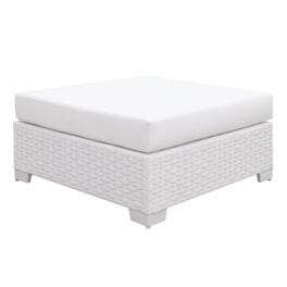 Manhattan Lane - Faux Polyester and Aluminum Square Ottoman with Padded Seat Cushion - White