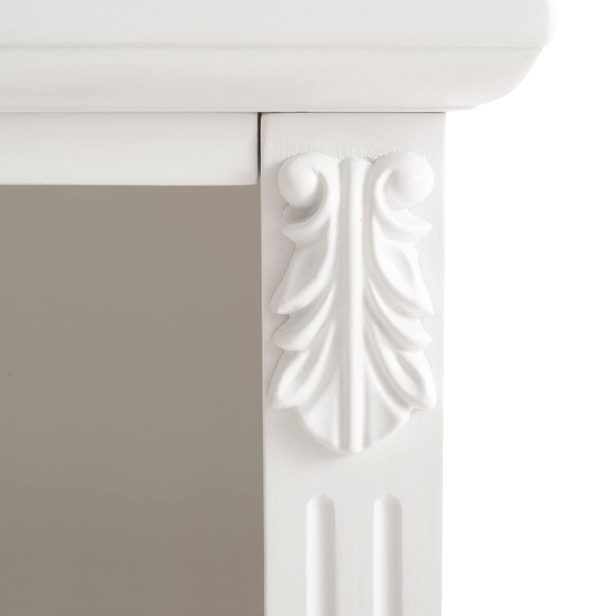 Alt View 10. Loheer - Loheer White Nightstand with Charging Station, Two Drawers and Open Shelf, Solid Wood Legs - White.