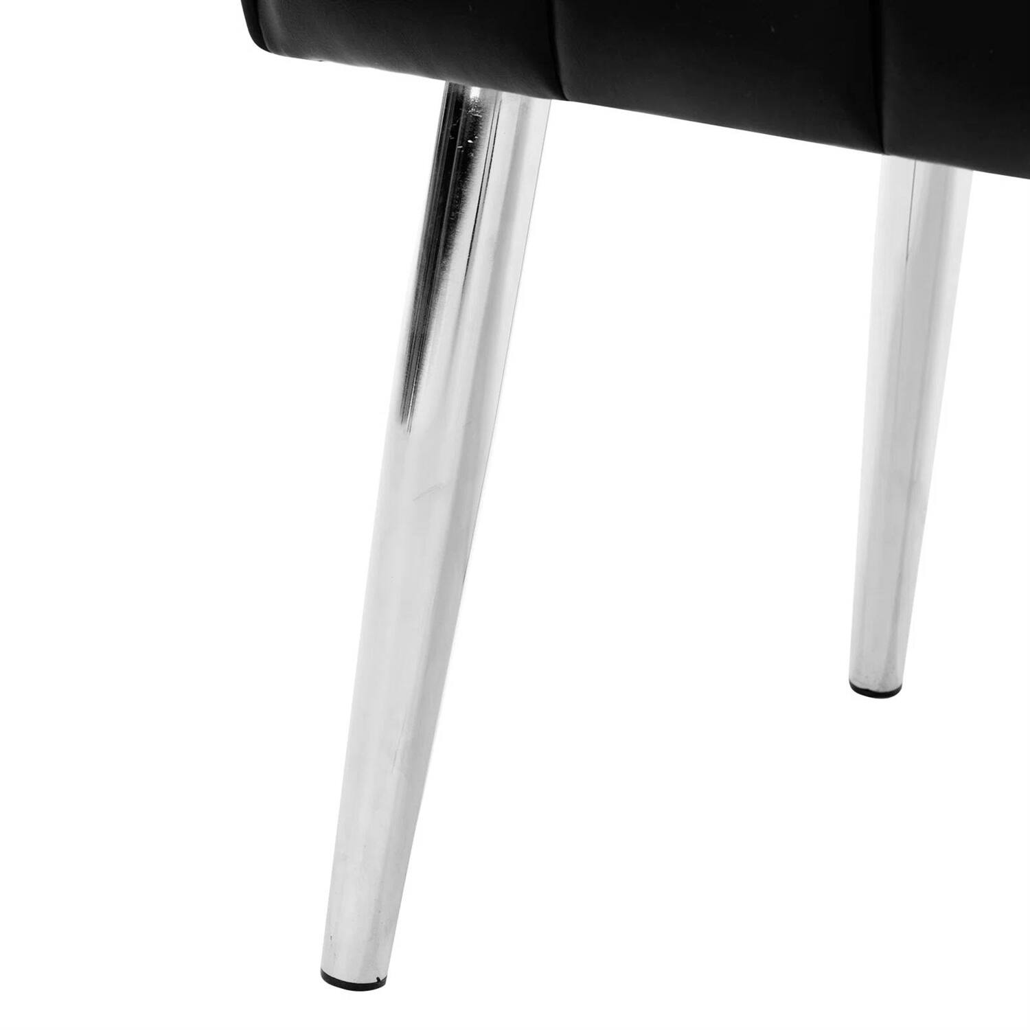 Back. Hivvago - Mid-Century Modern End of Bed Bench with PU Leather Seat and Tapered Legs - black.