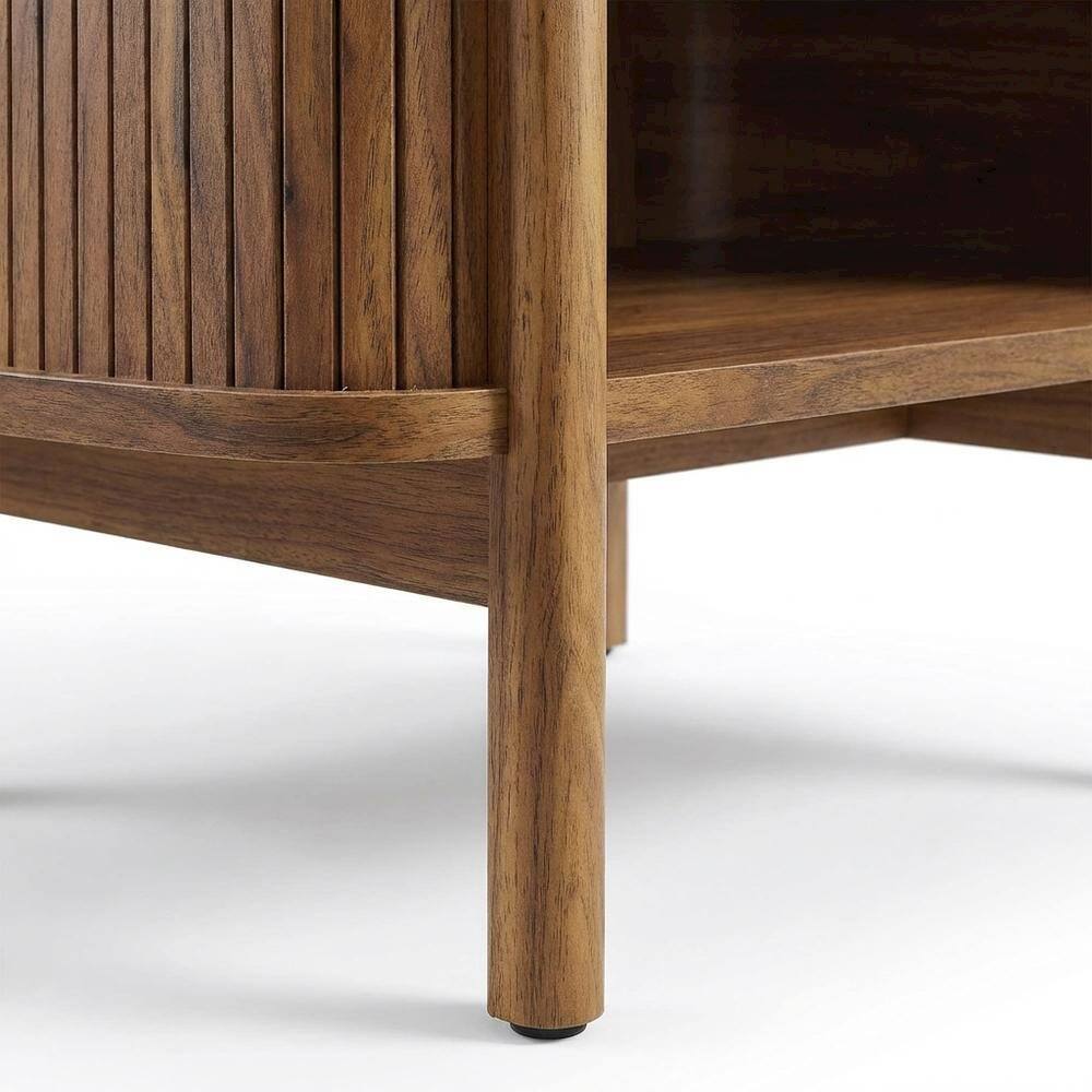 Alt View 1. FurniFact - Open Nightstand in Modern Design with Sleek Profile and Sturdy Construction - Brown.