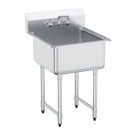 VEVOR - Stainless Steel Prep & Utility Sink,1 Compartment Free Standing Small Sink Include Faucet & legs,27"x41" Commercial Sink - Stainless steel color