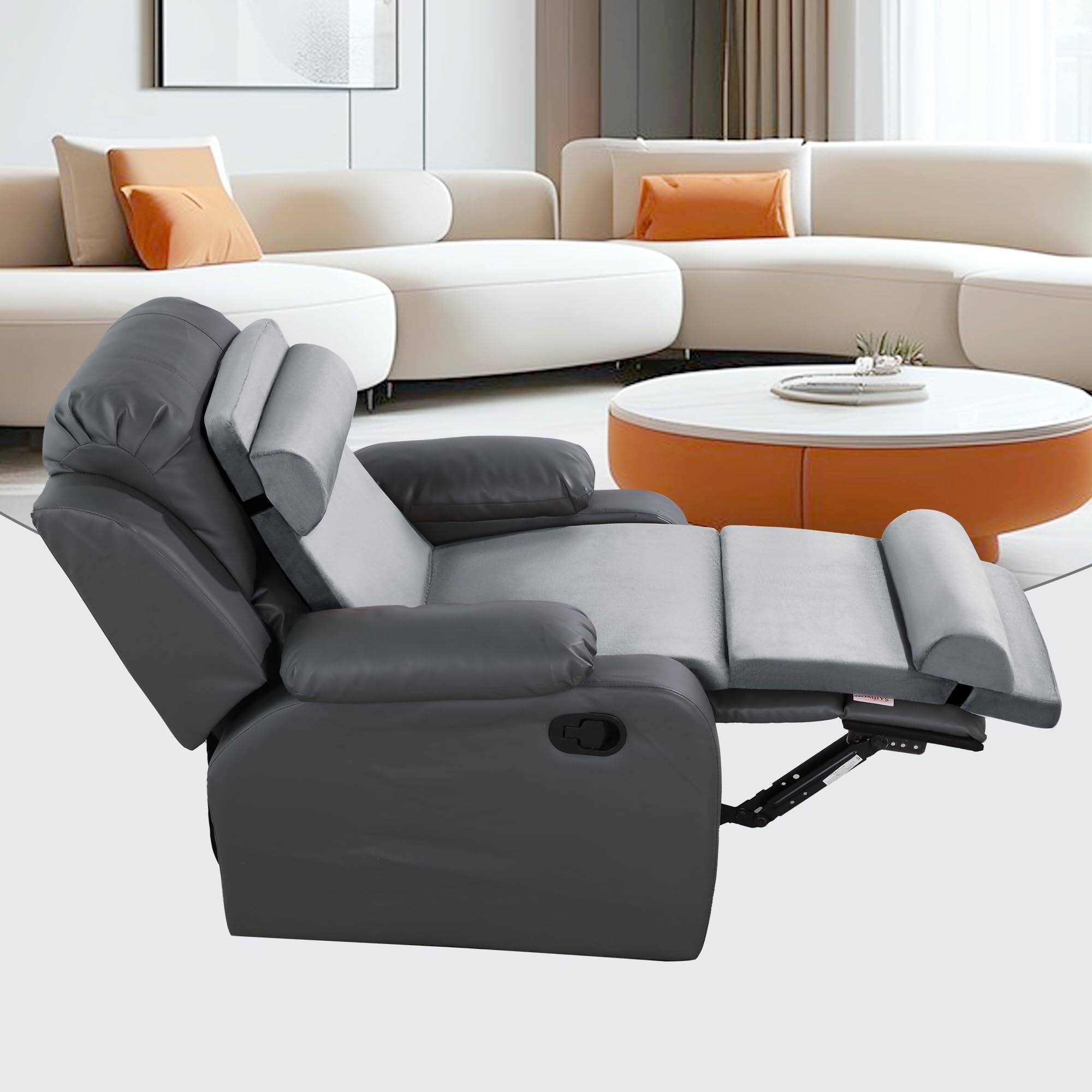 Alt View 4. Fabibe - 5-in-1 Recliner Seat Cushion for Elderly+Lumbar Support Pillow + Leg Pad, Velvet, Non-Slip, Washable Design - Grey.