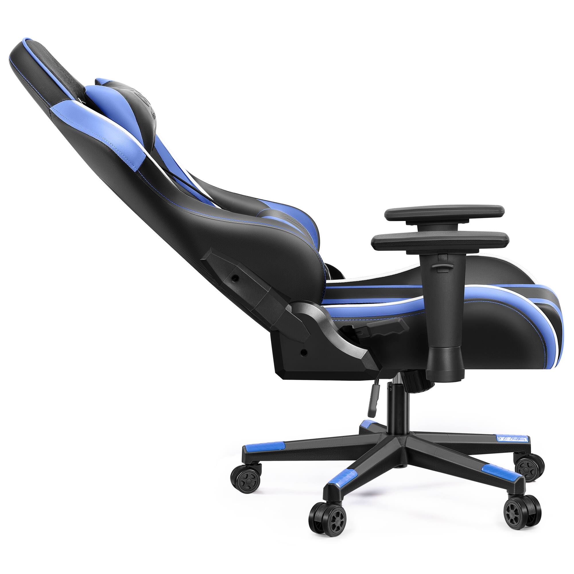 Left. Brick Attic - Ergonomic Computer Gaming Chair 3D Armrests, Swivel Desk Chair, Adjustable High Backrest with Lumbar Support - Black Blue.