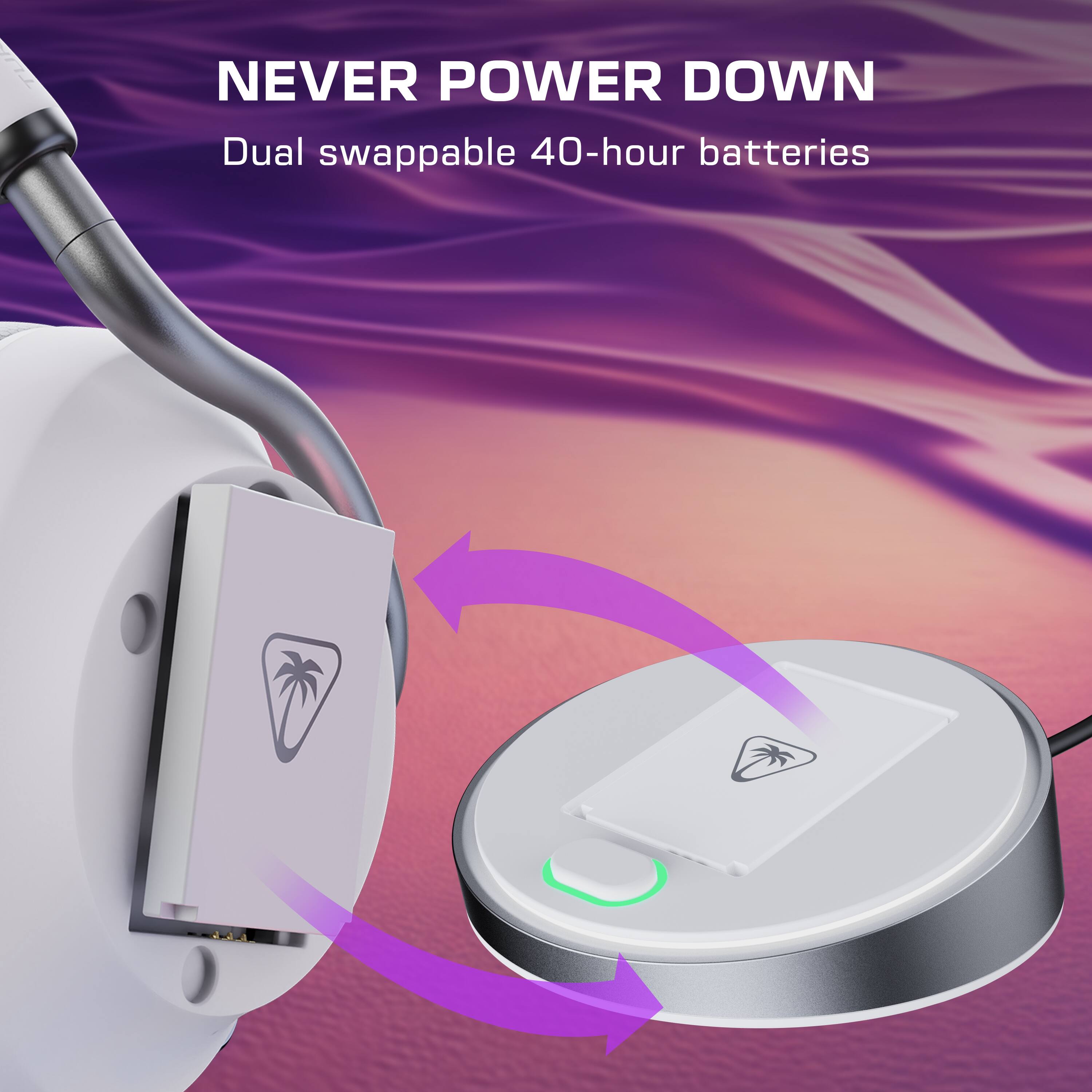 NEVER POWER DOWN  
Dual swappable 40-hour batteries