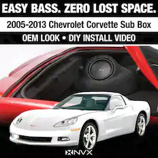 EASY BASS. ZERO LOST SPACE.
2005-2013 Chevrolet Corvette Sub Box
OEM LOOK • DIY INSTALL VIDEO