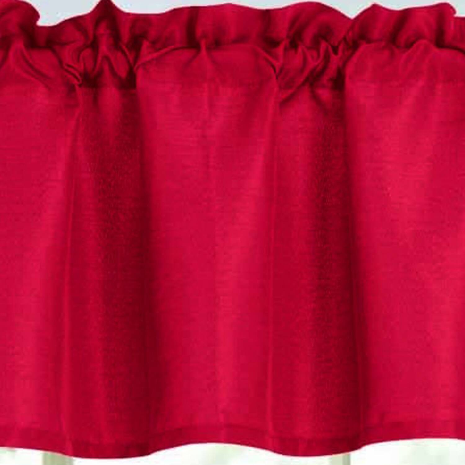 Back. RT Designers Collection - RT Designers Collection 100% Polyester Gibson Solid 3 PC Kitchen Curtains Valance & Tiers Set 54" x 18" Red - Red.