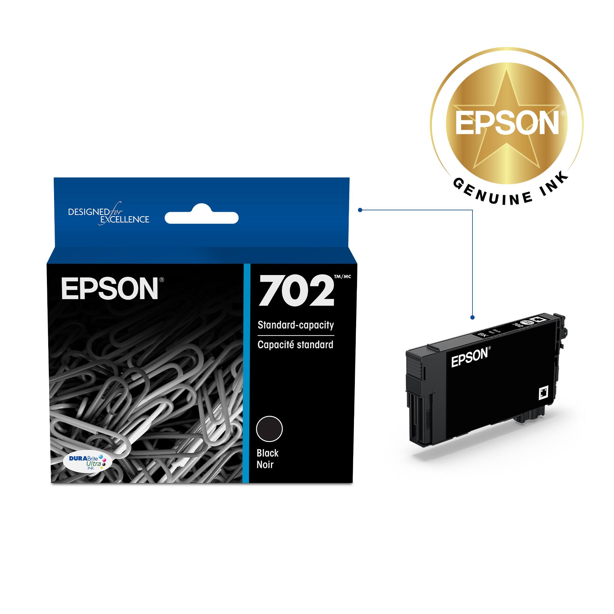 EPSON GENUINE INK 702 Standard-capacity Cartridge. Designed for Excellence.