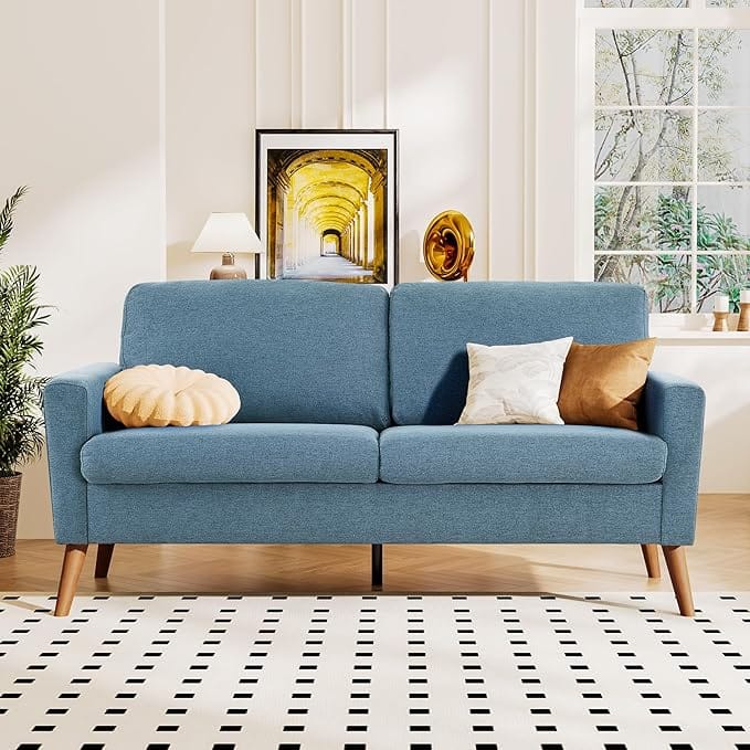 Dyonery - 68 "Corduroy sofa,small sofa for bedroom and office, comfortable sofa, spring pad, tool-free assembly - Blue