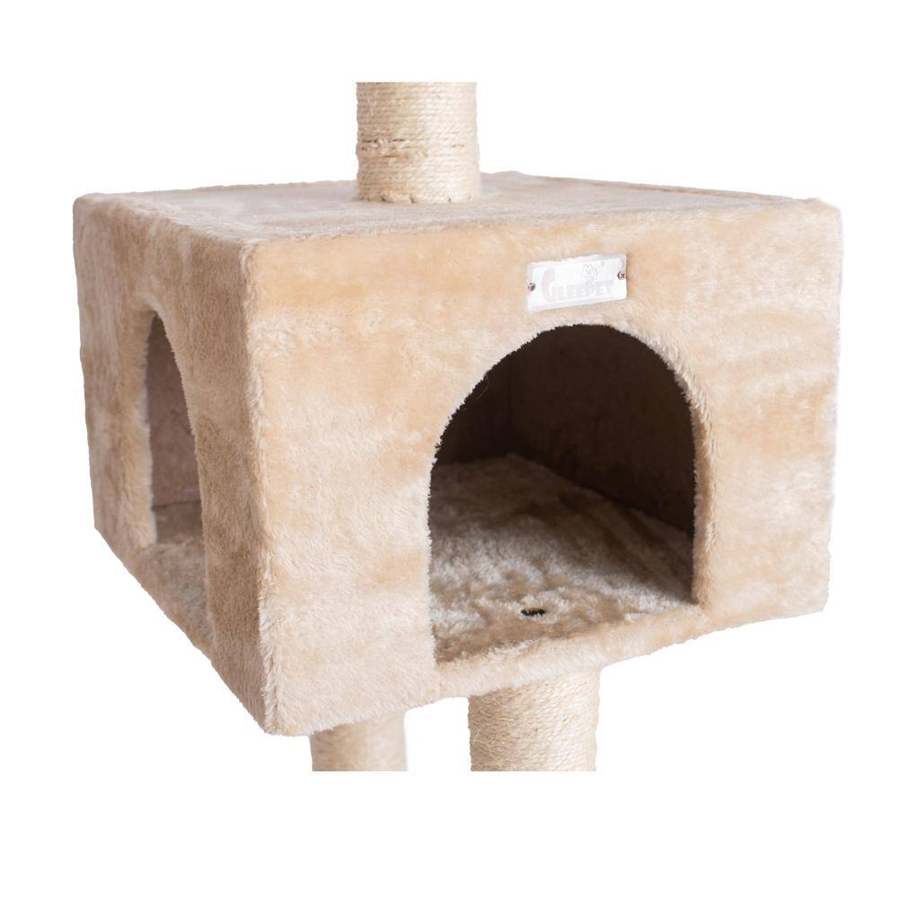Alt View 2. Armarkat - 57Inch Real Wood Cat Tree In Beige With Playhouse And Perch - Beige.