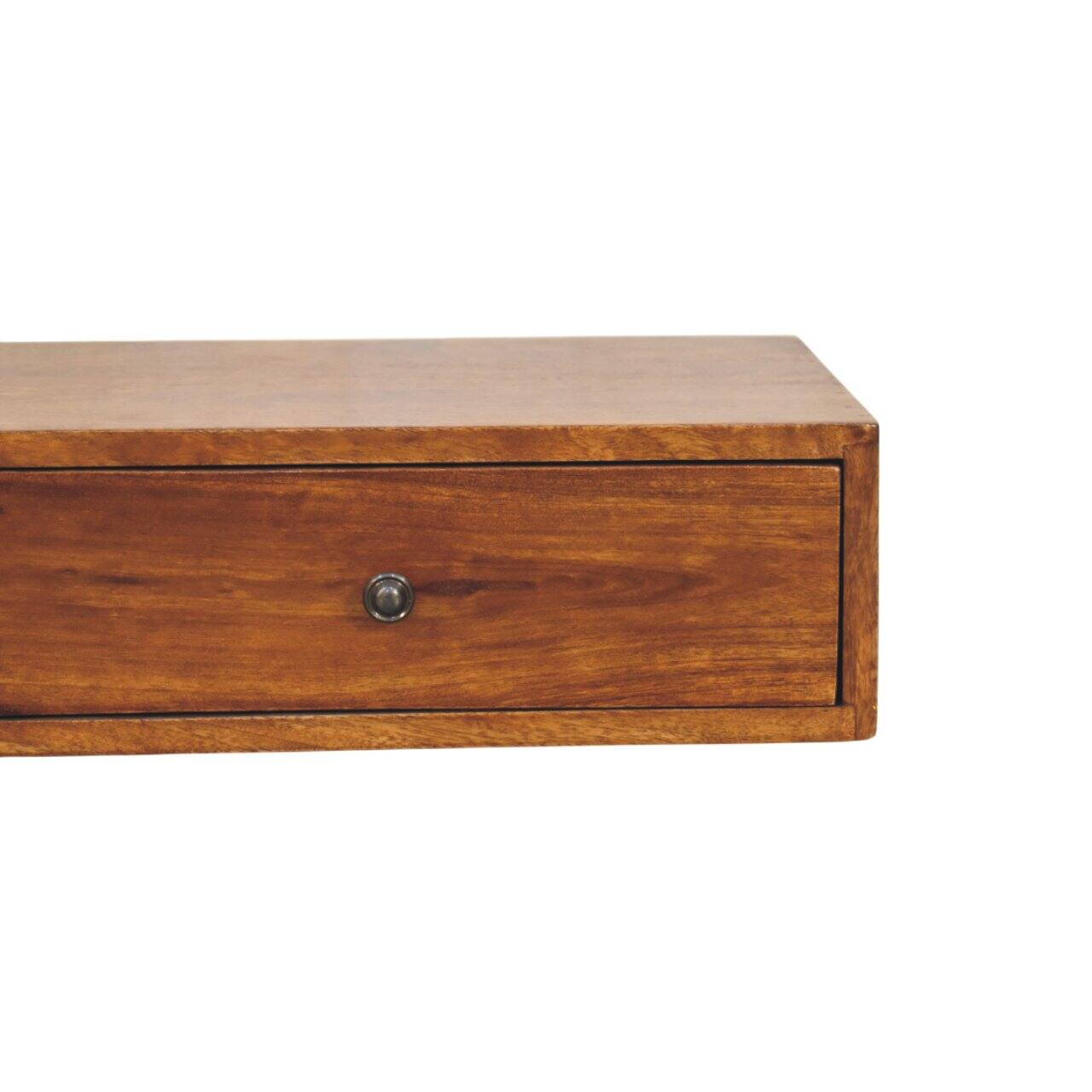 Alt View 2. Artisan Furniture - Artisan Furniture Solid Wood Lunar 2 Drawer Chestnut Wall Mounted Console, 2 Drawers, Dark Brown - Dark Brown.