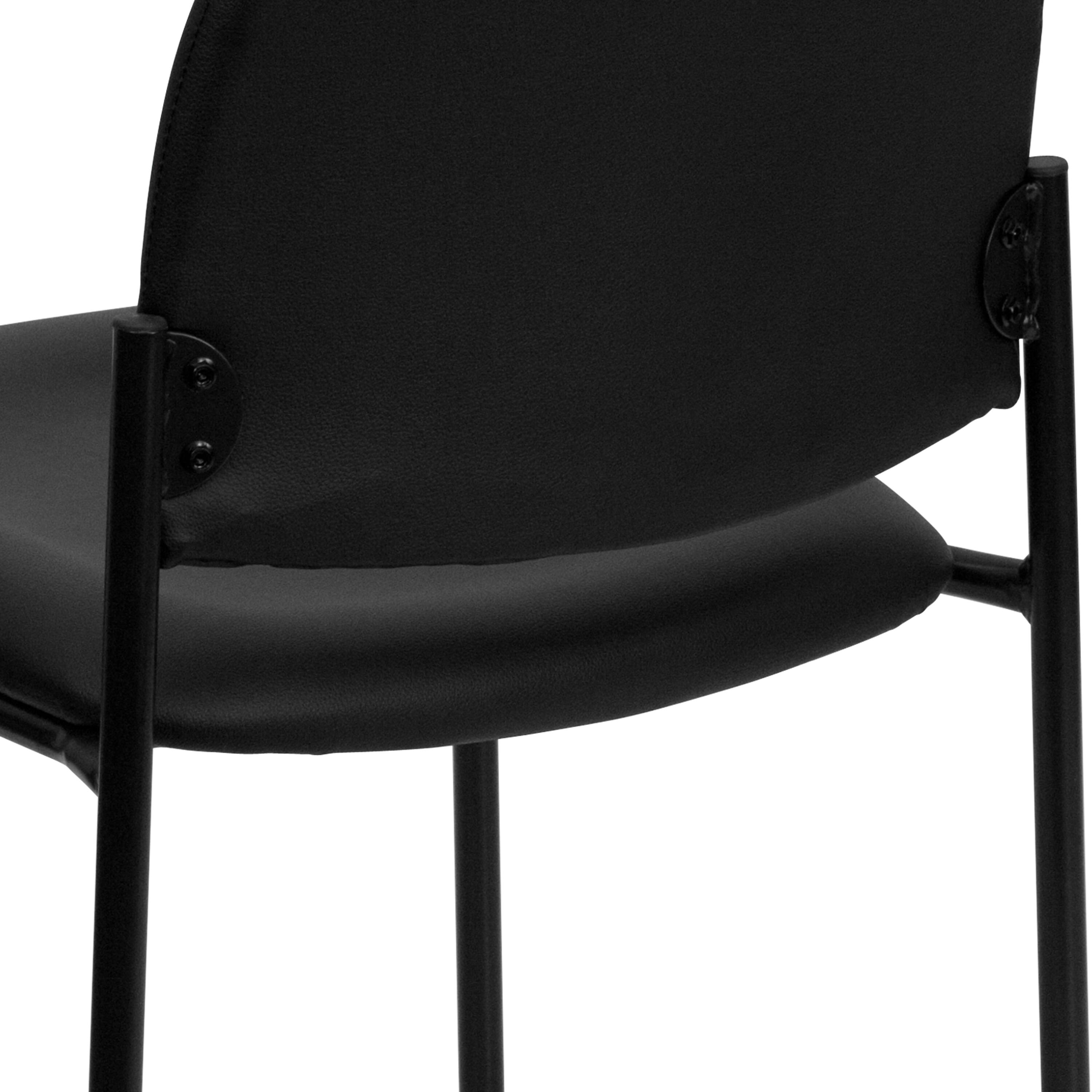 Alt View 8. Emma + Oliver - Comfort Stackable Steel Side Reception Chair - Black Vinyl.
