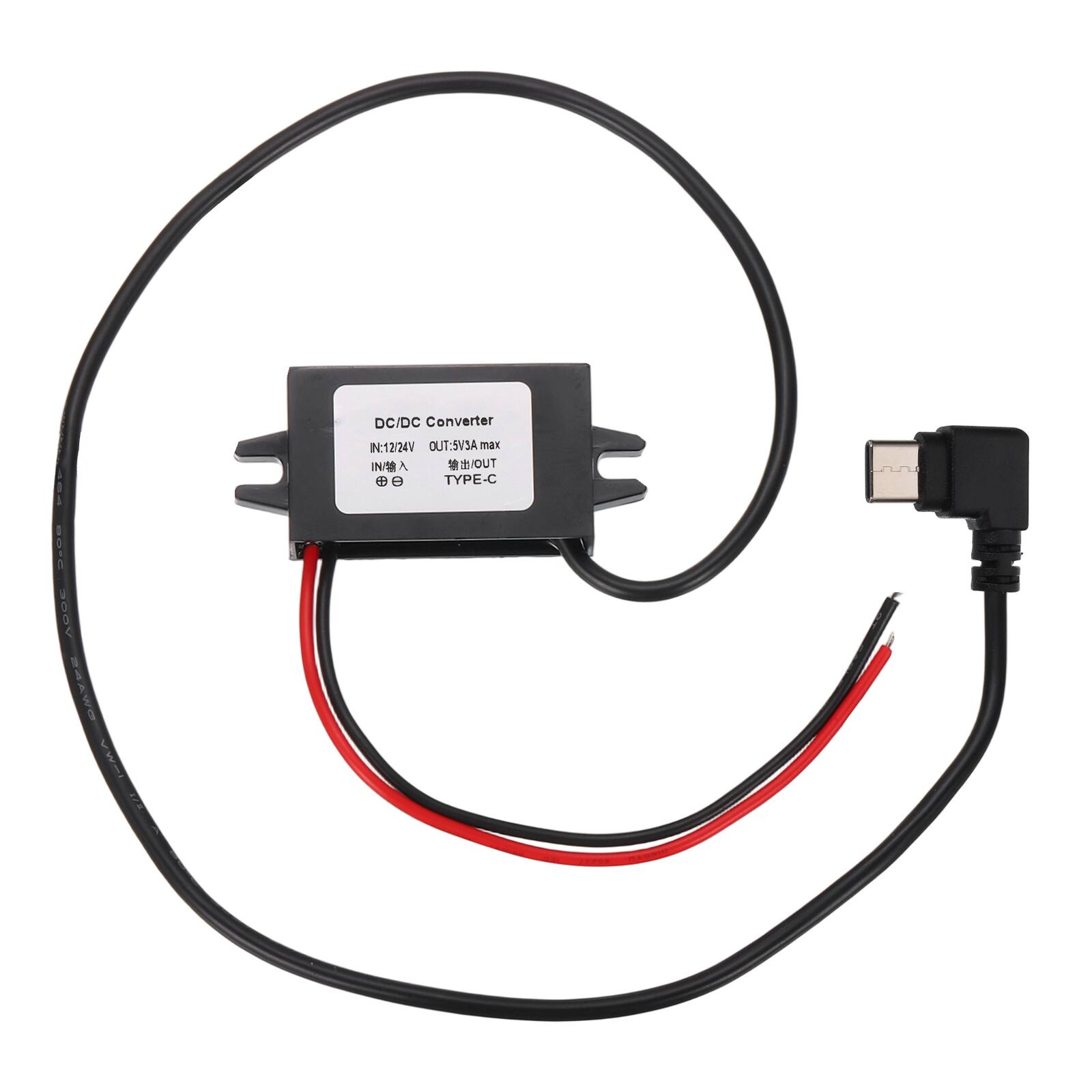 Unique Bargains - DC 12/24V to 5V 3A 15W Step Down Voltage Reducer Power Module for Car/Truck/Solar, Type-C Right Angle Connector - Red