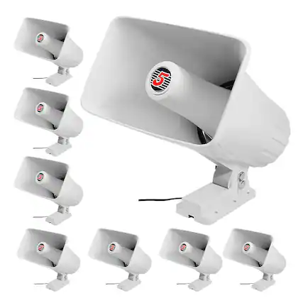 Front. 5 CORE - 5 Core PA Horn Speaker 8Pc 8 Inch 65W Bull Horn Audio System-HW 508 WH 8PCS.