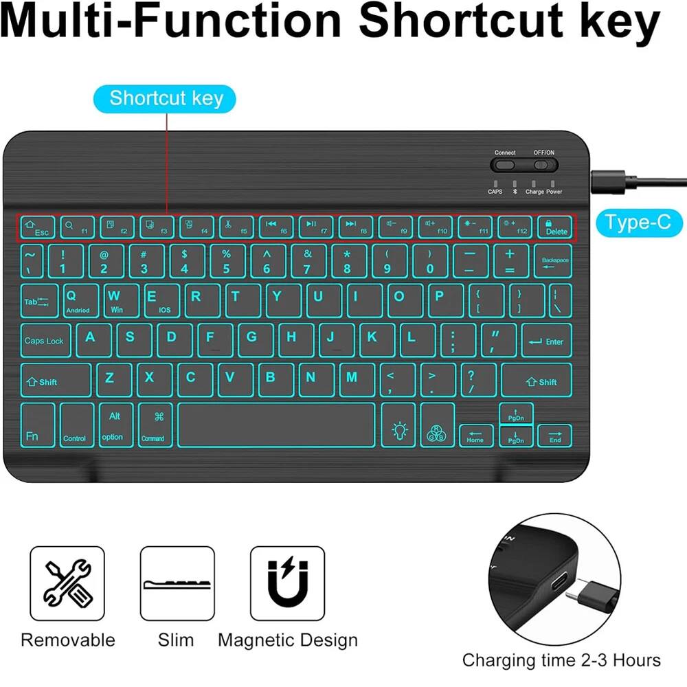 Multi-Function Shortcut Key

- Shortcut key
- Connect
- OFF/ON
- CAPS
- Charge Power
- Esc
- F1
- F2
- F3
- F4
- F5
- F6
- F7
- F8
- F9
- F10
- F11
- F12
- Delete
- Type-C
- 1
- 2
- 3
- 4
- 5
- 6
- 7
- 8
- 9
- 0
- -
- =
- Backspace
- Tab
- Q
- W
- E
- R
- T
- Y
- U
- I
- O
- P
- [
- ]
- \
- Caps Lock
- A
- S
- D
- F
- G
- H
- J
- K
- L
- ;
- '
- Enter
- Shift
- Z
- X
- C
- V
- B
- N
- M
- ,
- .
- /
- Shift
- Fn
- Control
- Alt
- Option