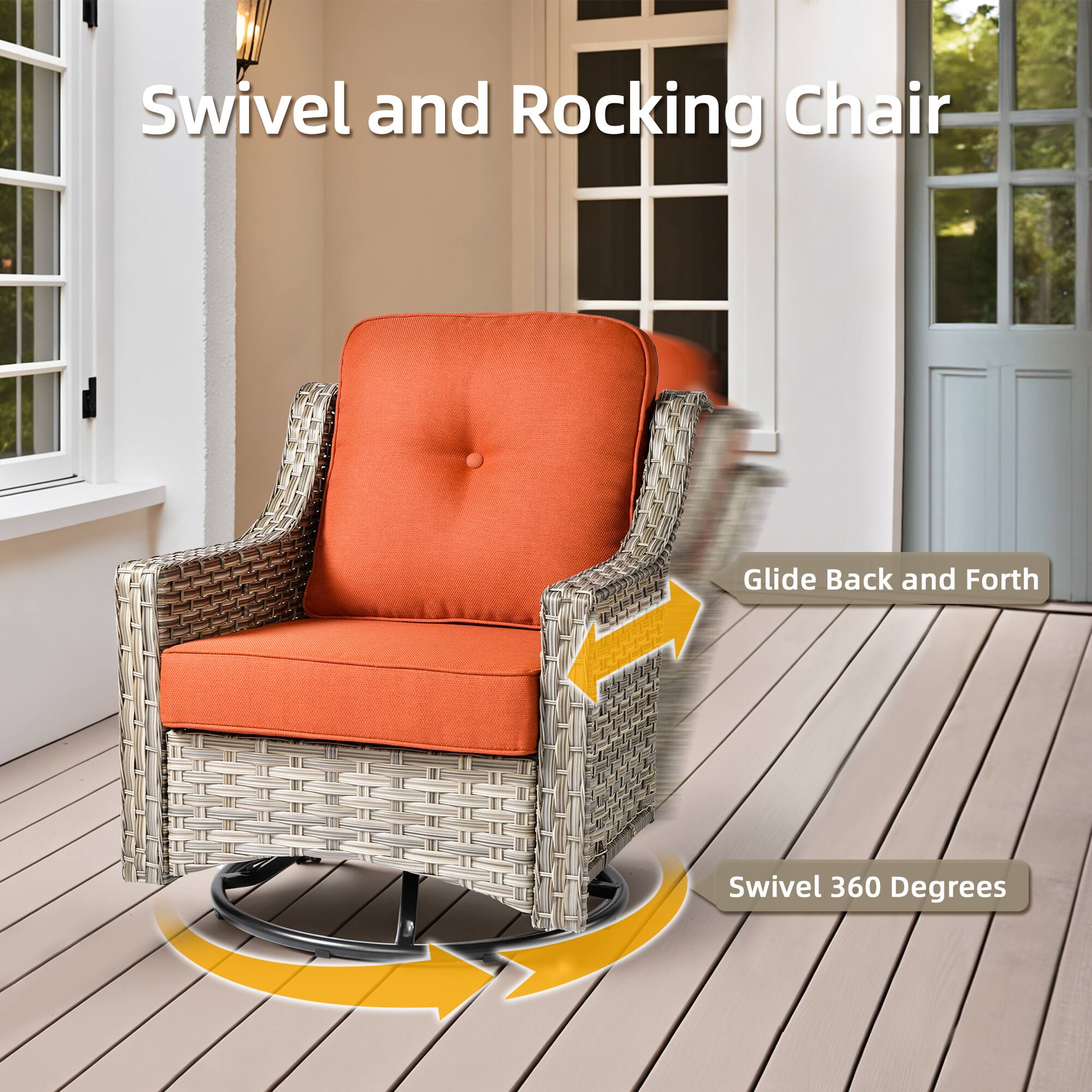 Swivel and Rocking Chair

- Glide Back and Forth
- Swivel 360 Degrees
