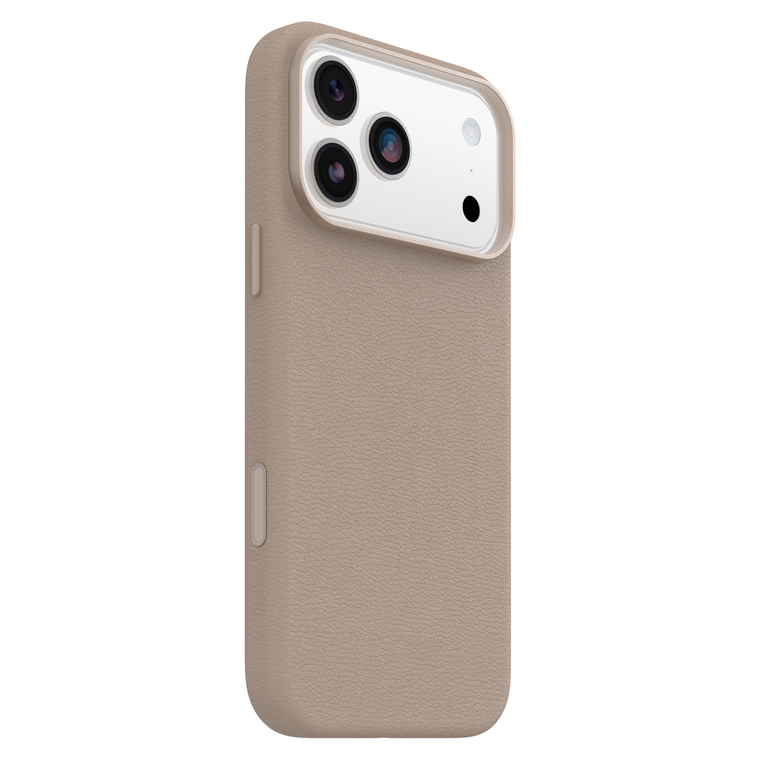 Left. OtterBox - Symmetry Cactus Leather Series Soft Shell for Apple iPhone 17 Pro Max - Brown.