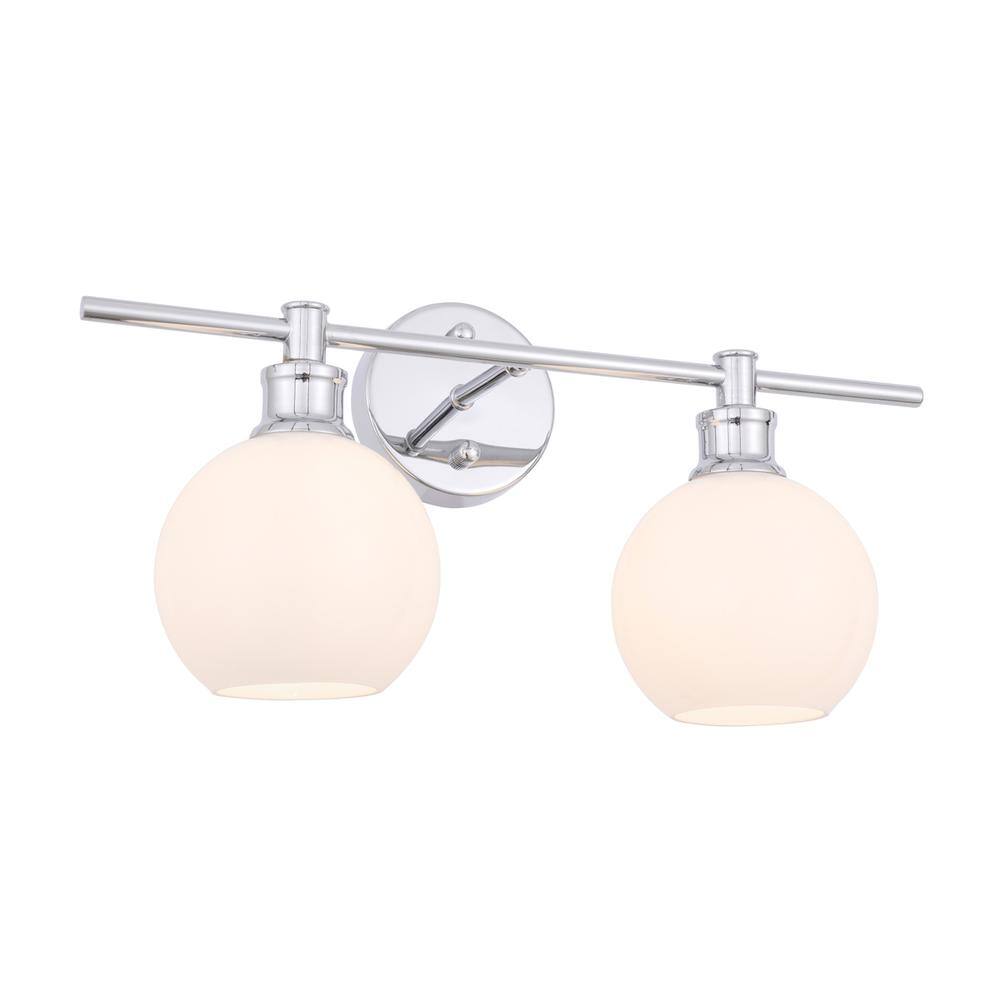 Angle. Living District - Collier 2 light Chrome and Frosted white glass Wall sconce - Chrome And Frosted White Glass.