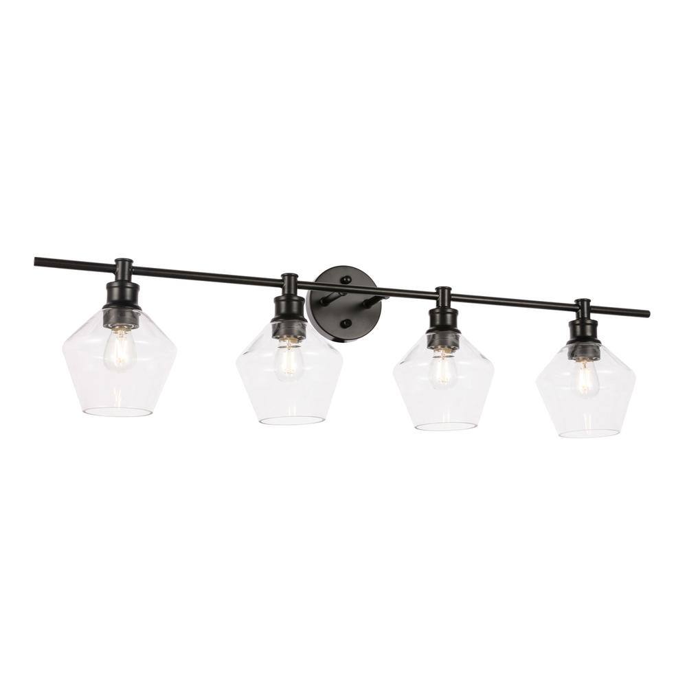 Back. Living District - Gene 4 light Black and Clear glass Wall sconce - Black And Clear Glass.
