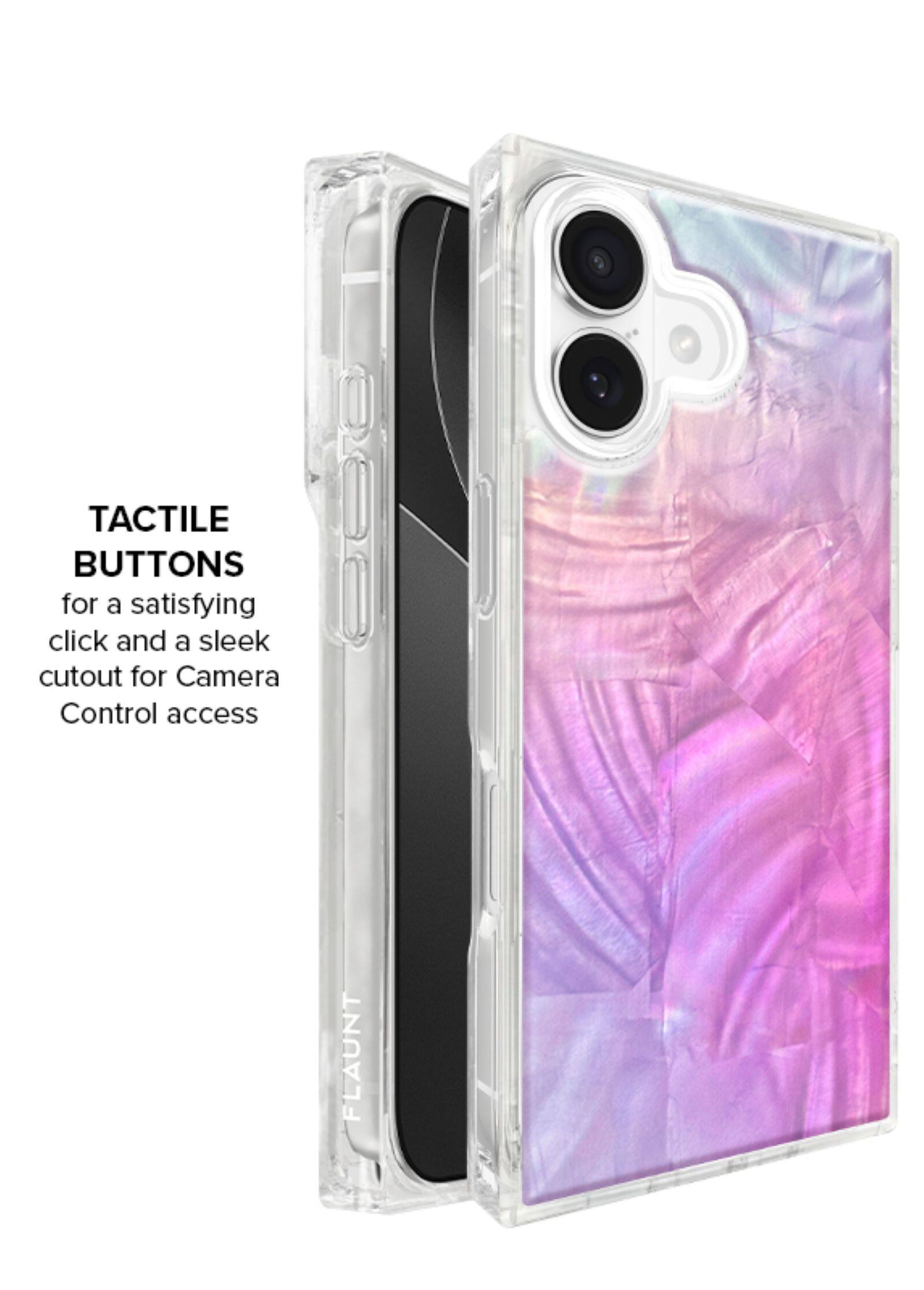 TACTILE BUTTONS  
for a satisfying click and a sleek cutout for Camera Control access  

FLAUNT