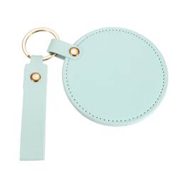 Unique Bargains - Keychain Mirror, Mini Compact Mirror with PU Leather Cover Round Portable Rotating Folding Keyring for Women - Sky Blue