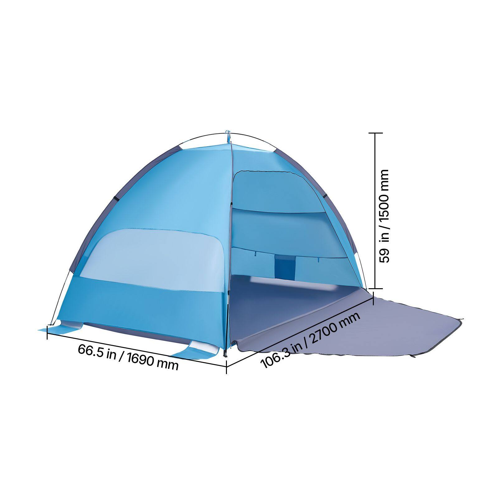 59 in / 1500 mm  
66.5 in / 1690 mm  
106.3 in / 2700 mm