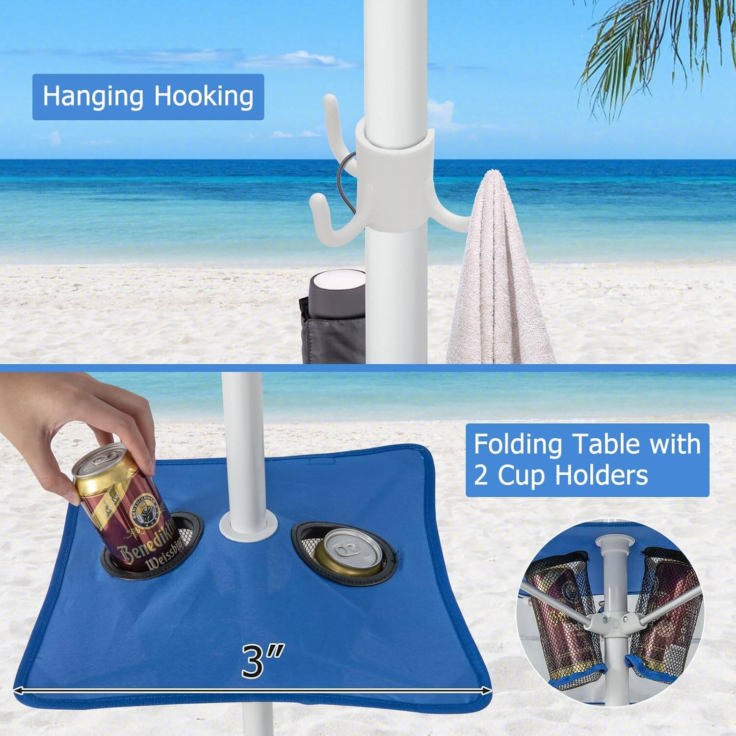 Hanging Hooking 23 IR Benedikt Weissbier Folding Table with 2 Cup Holders 3"