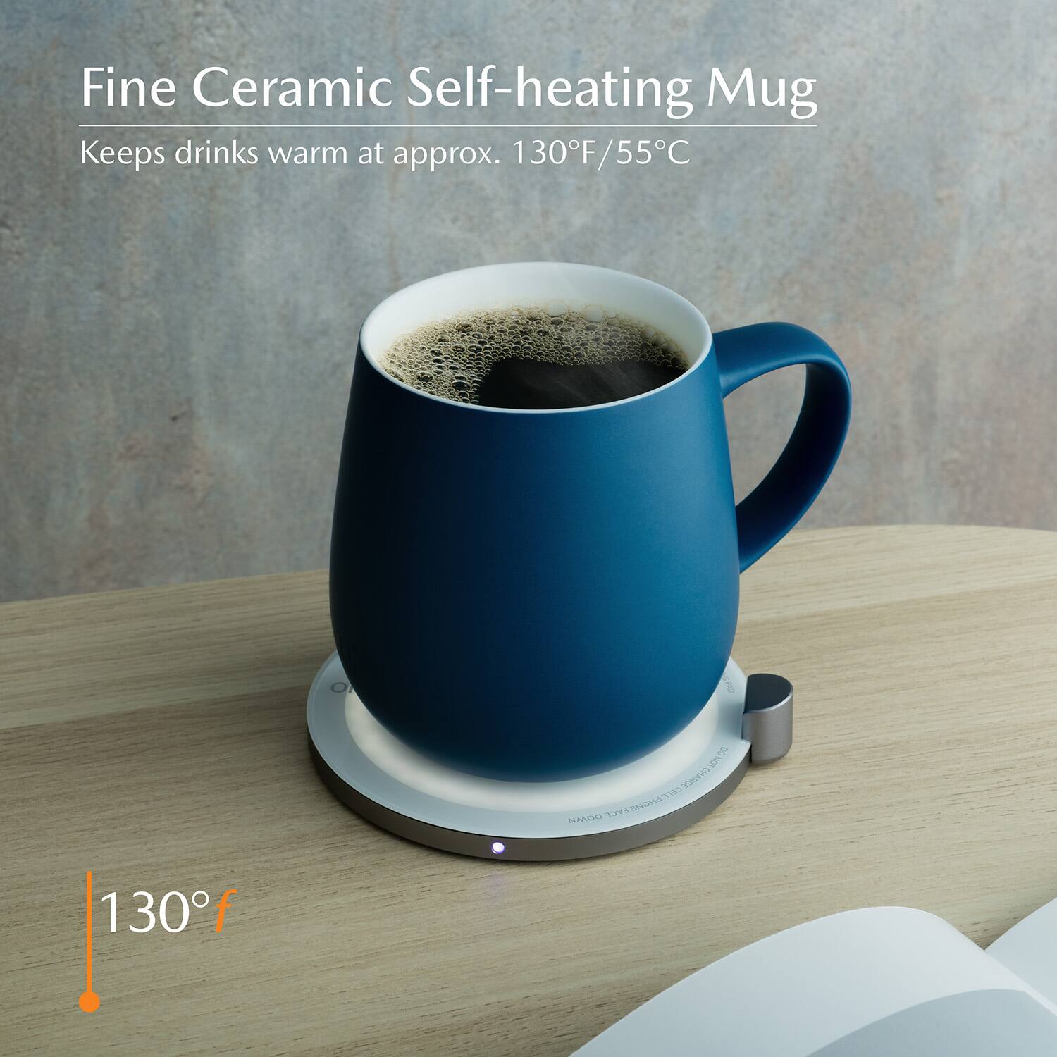 Fine Ceramic Self-heating Mug  
Keeps drinks warm at approx. 130°F/55°C