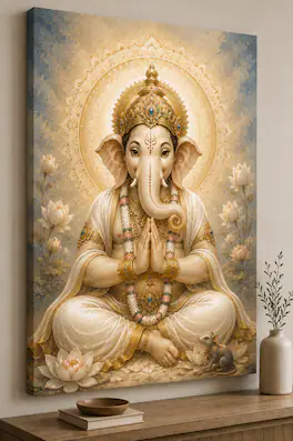 FC Design Large Meditating Ganesha Lotus Blessing Canvas Print 24x36 ...