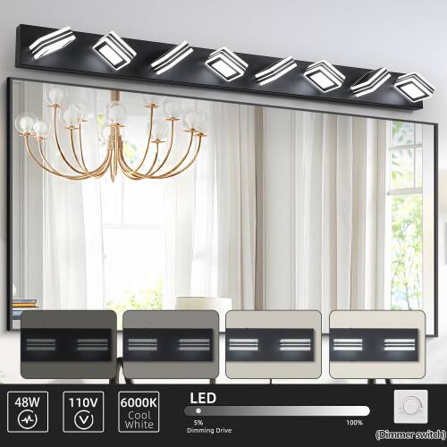 48W M 110V 6000K Cool White LED 5% Dimming Drive 100% (Dimmer switch)
