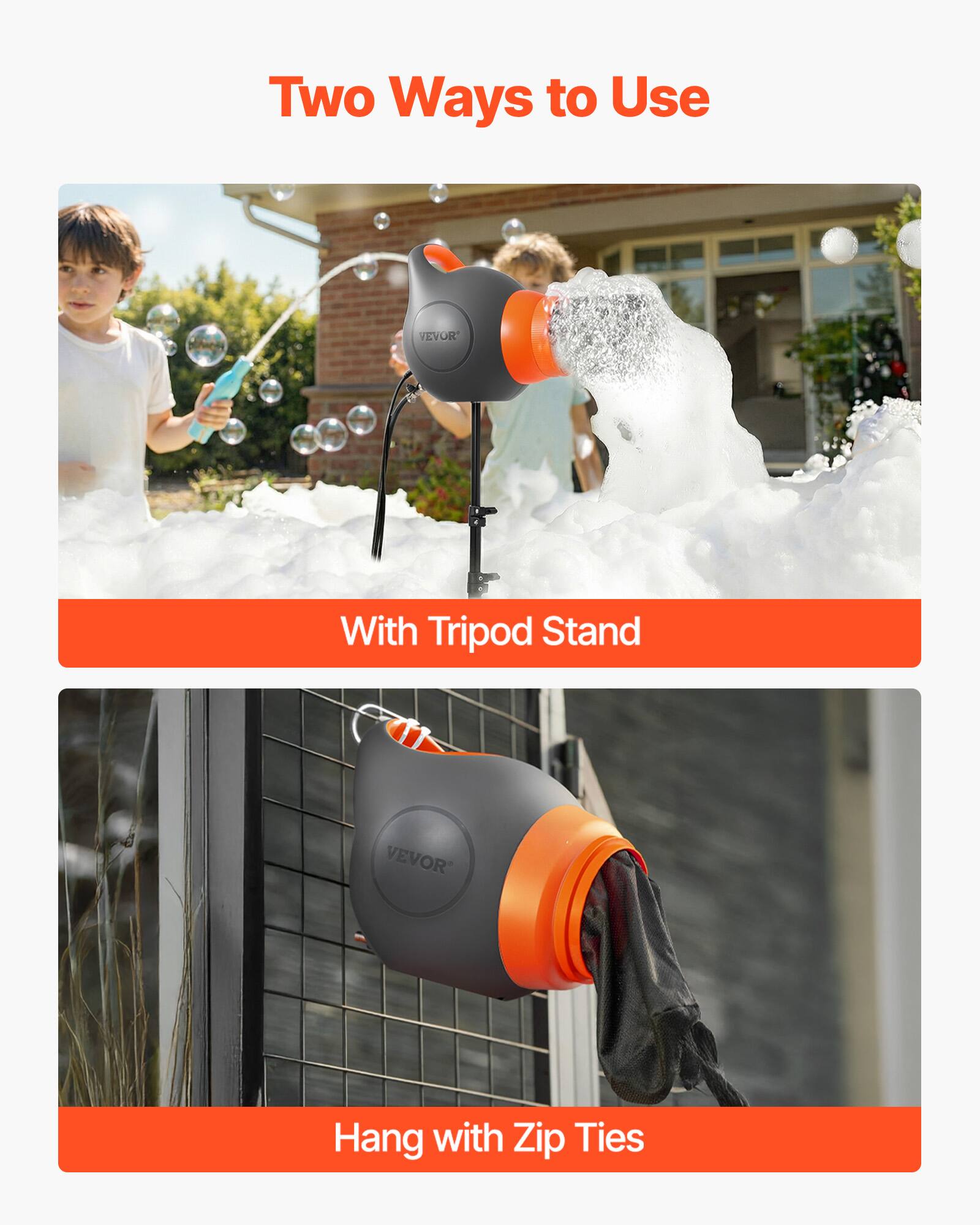 Two Ways to Use VEVOR

With Tripod Stand

Hang with Zip Ties