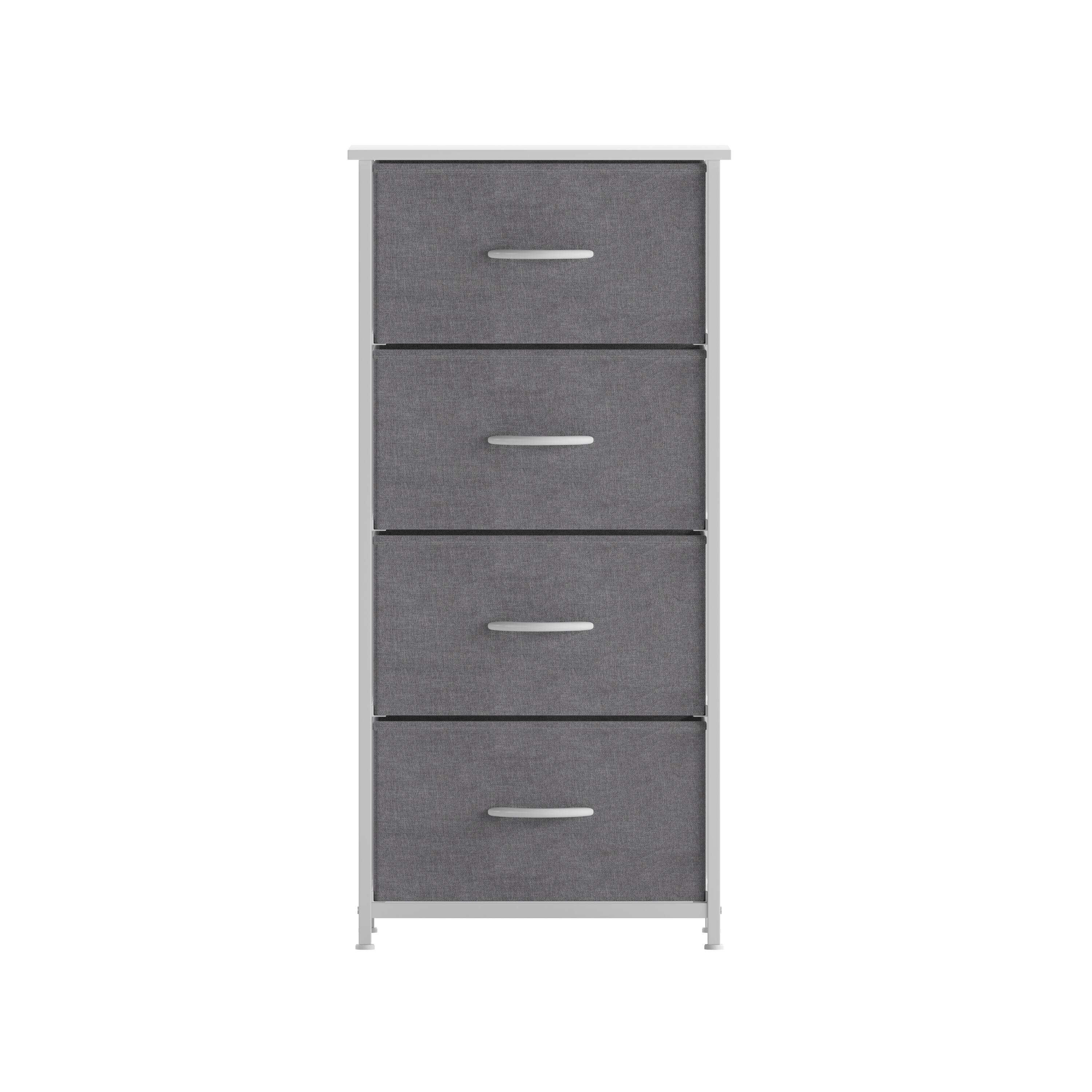Alt View 9. Emma + Oliver - Marley 4 Drawer Storage Dresser with Cast Iron Frame, Wood Top and Easy Pull Fabric Drawers with Wooden Handles - Gray Drawers/White Frame.