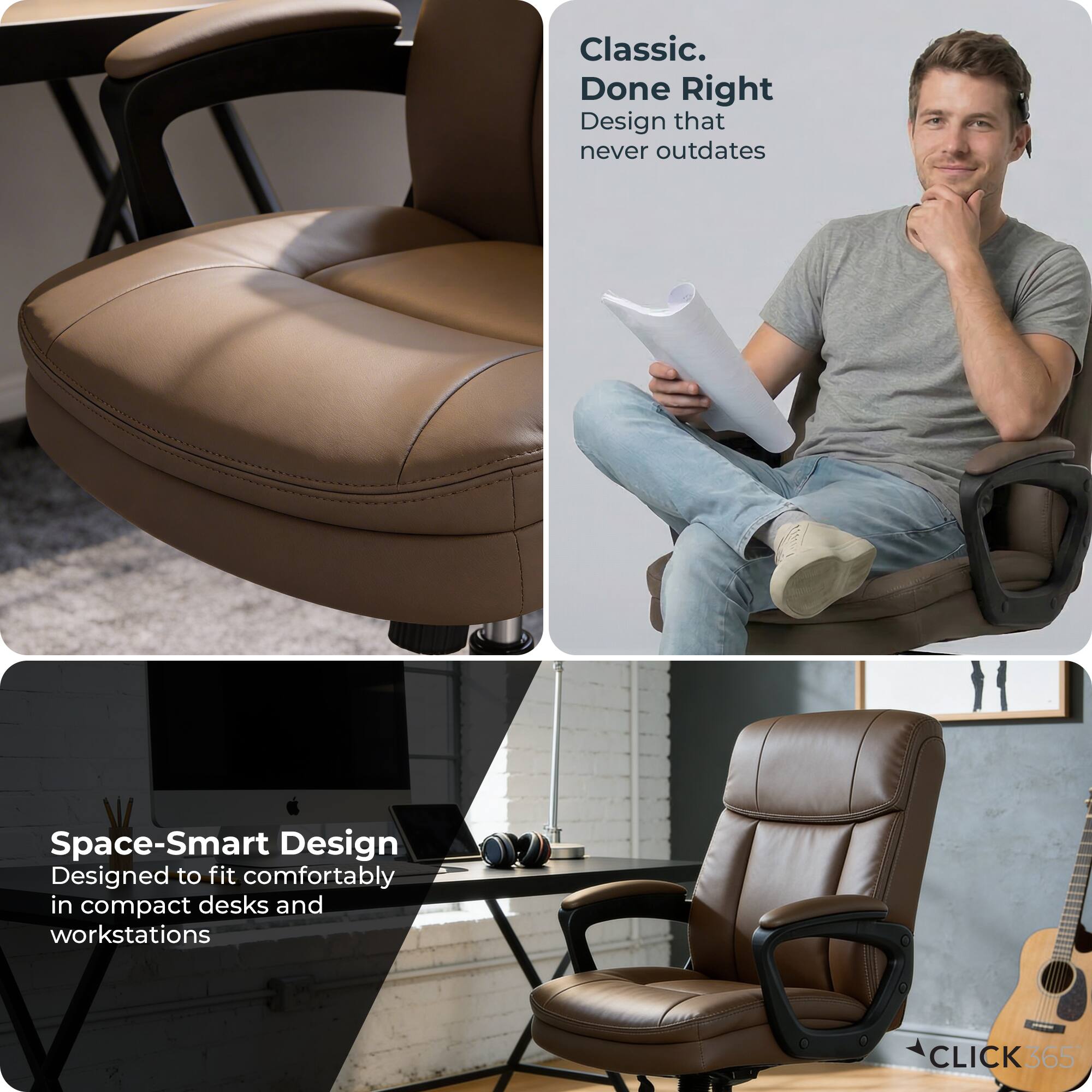Classic.  
Done Right  
Design that never outdates  

Space-Smart Design  
Designed to fit comfortably in compact desks and workstations  

CLICK365